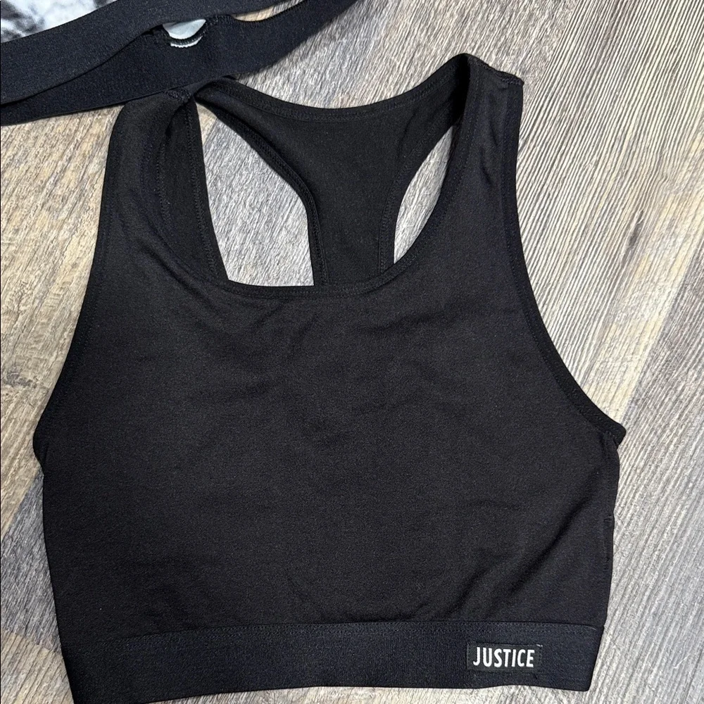 2 Justice Black and White Tie-Dye girls Top